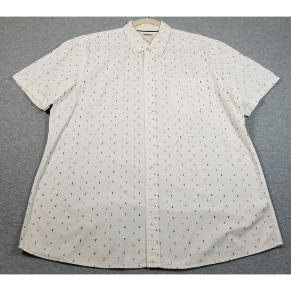 Goodthreads Other - Goodthreads Button Up Shirt Mens XL Anchor Print Sheer Short Sleeves Nautical
